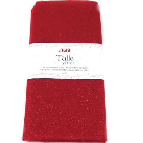 Ritagli di Tulle Rosso Glitter