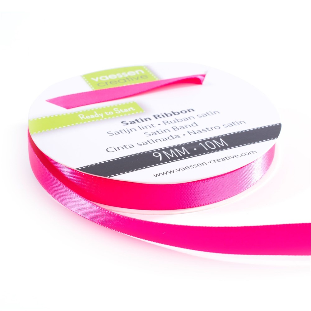 Rotolo di Nastro doppio raso Rosa 9 mm