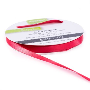 Rotolo di Nastro doppio raso Rosso 6 mm