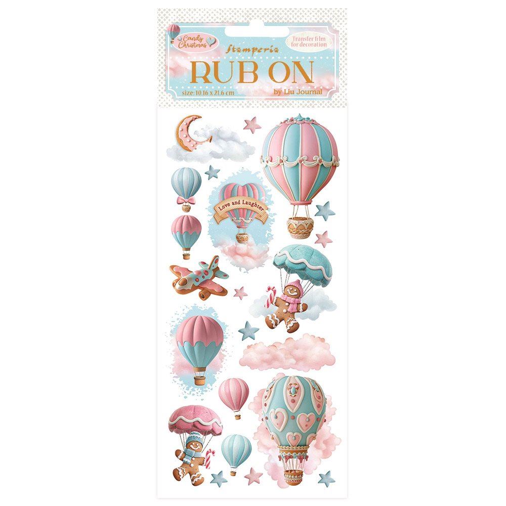 Rub-on Candy Christmas mongolfiere Stamperia