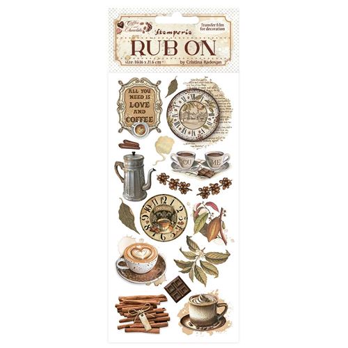 Rub-on Coffee and Chocolate  All you need is love and coffee Stamperia