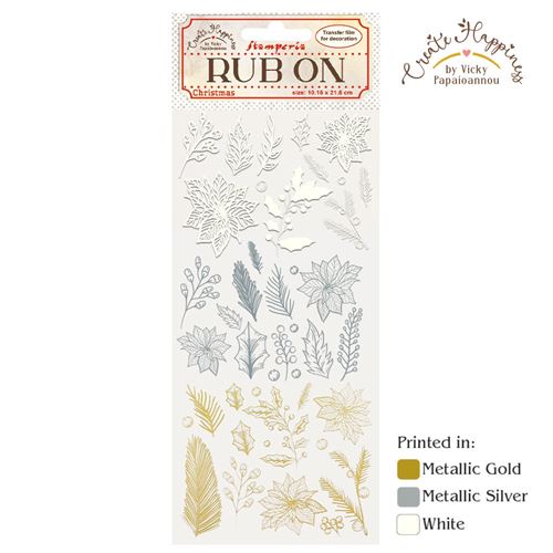 Rub-on Create Happiness Christmas Stella Natale e foglie