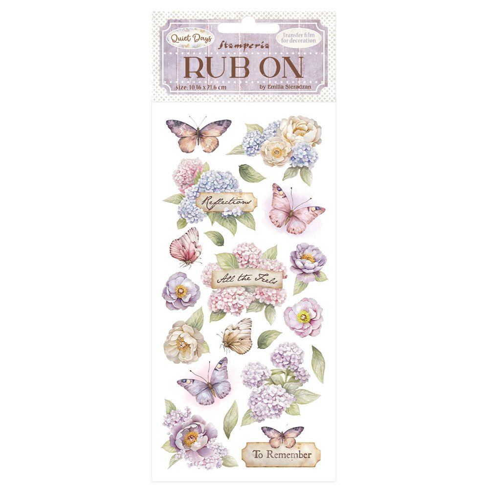 Rub-on Quiet Days Ortensia e farfalla Stamperia