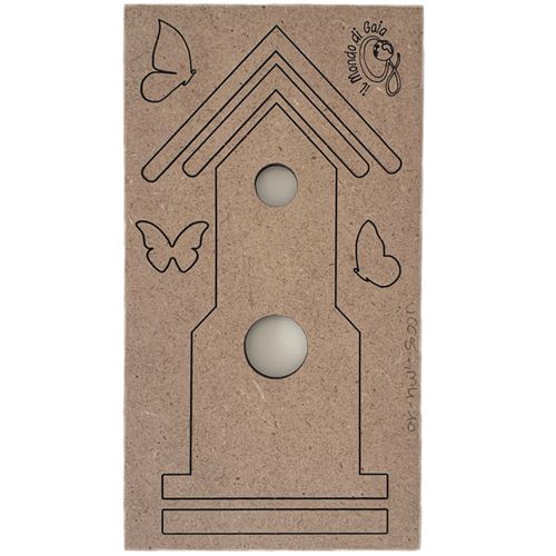 Sagoma Casetta uccellini con farfalle MDF