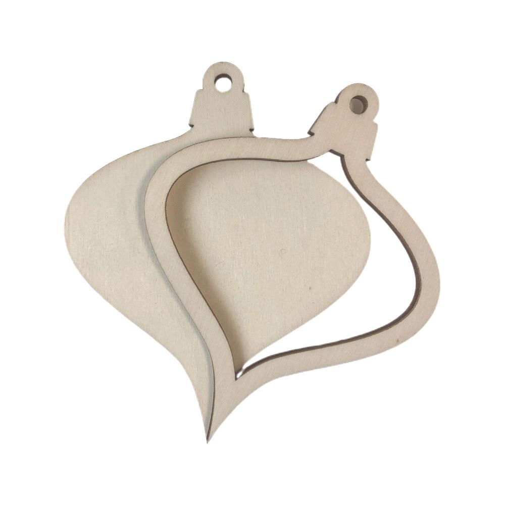 Sagoma Pallina di Natale con ghiera 5 in legno