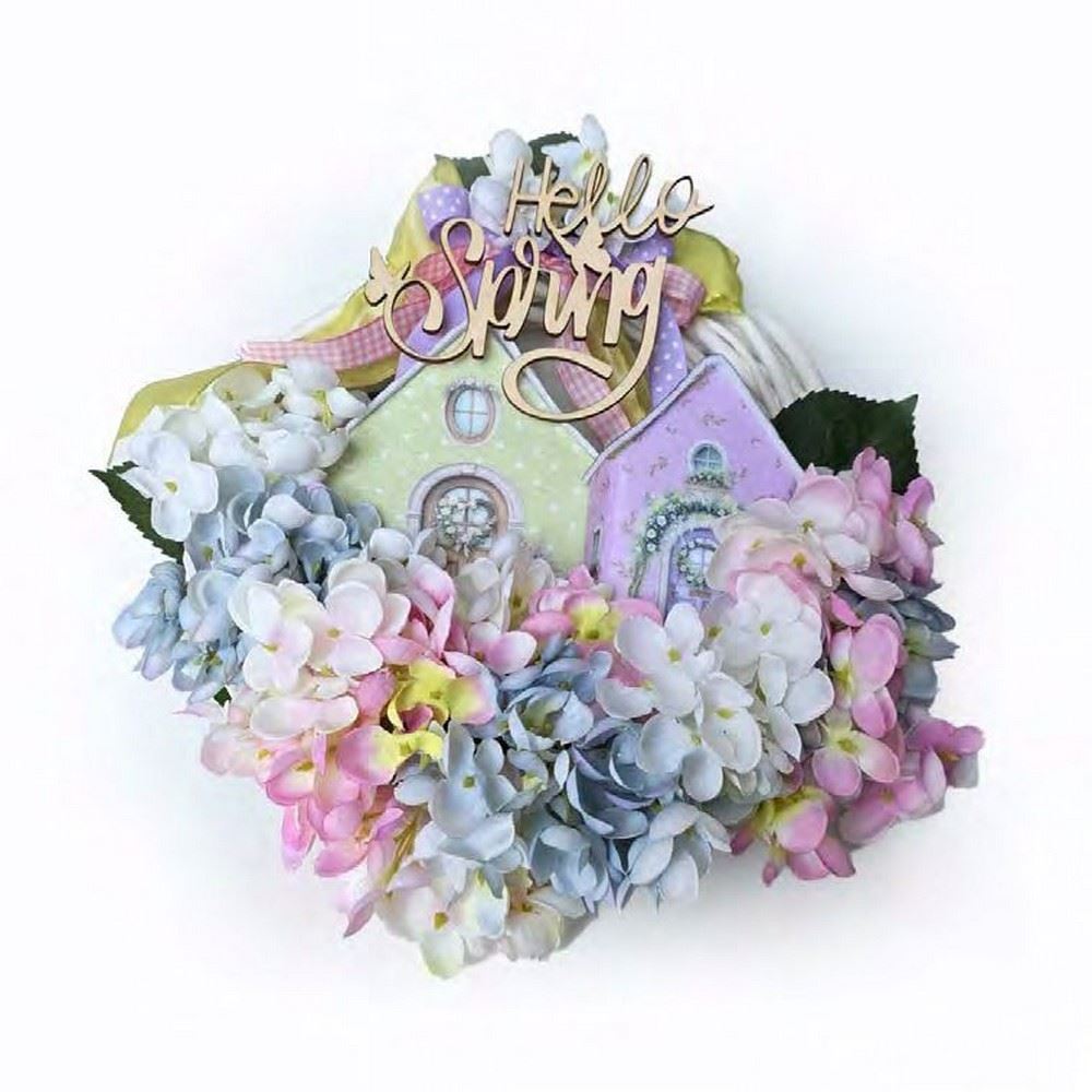 Sagoma in legno scritta Hello Spring