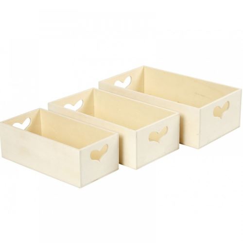 Set Cassettine in Legno con Cuore