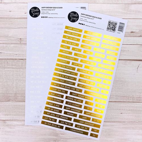 Sentiment Strips Happy Birthday Gold & Silver