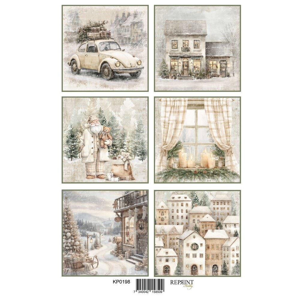 Set 8 Cartoncini da ritagliare Cozy Christmas Reprint