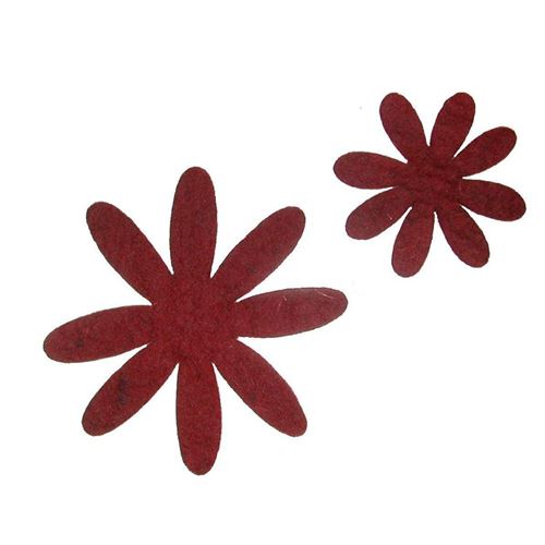 Set da 2 Fiori in Feltro colore Bordeaux