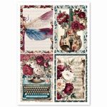Set da 4 Carte di riso Bohemian Burgundy A4