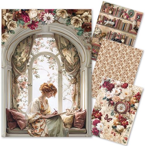 Set da 4 Carte di riso Book Lover A4