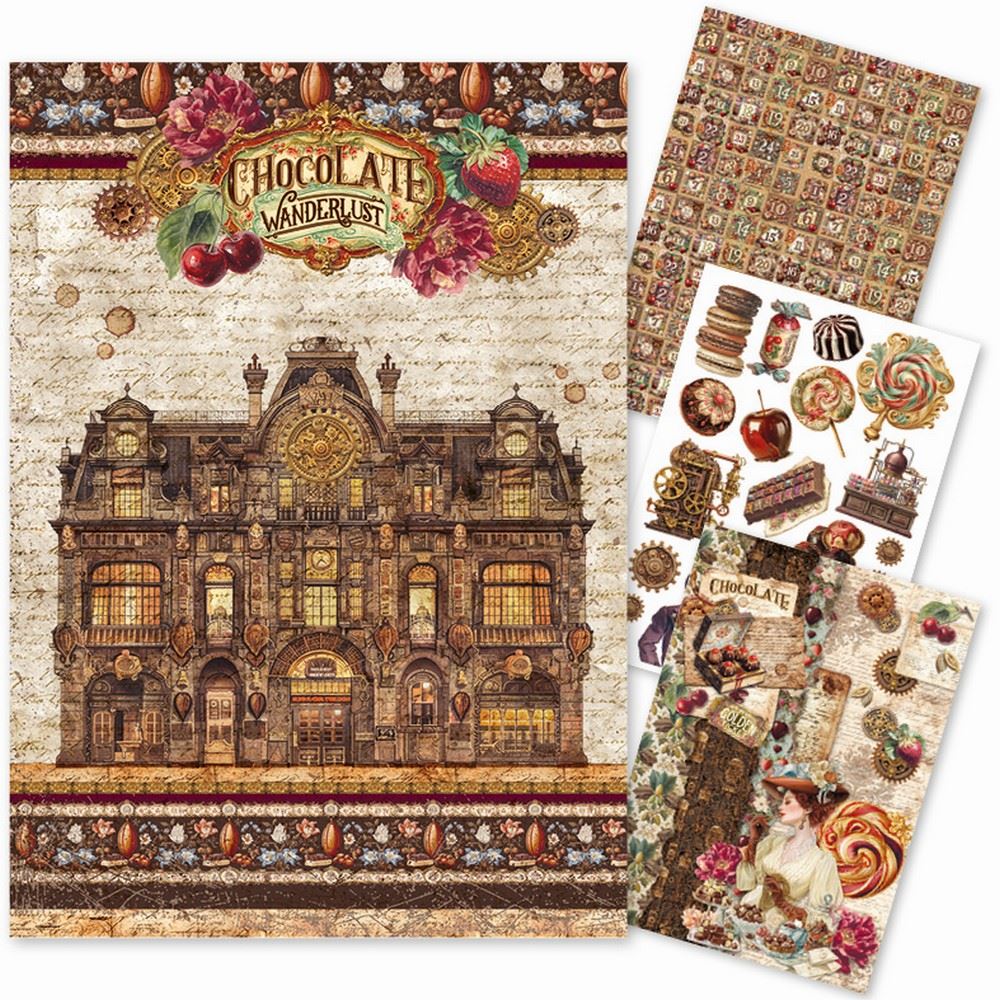 Set da 4 Carte di riso Chocolate Wanderlust A4