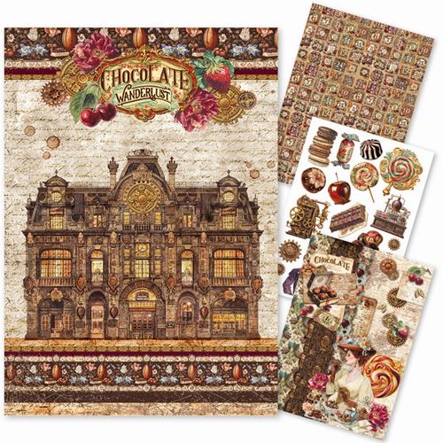 Set da 4 Carte di riso Chocolate Wanderlust A4