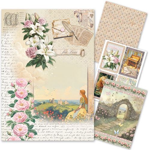 Set da 4 Carte di riso Courtly Love A4