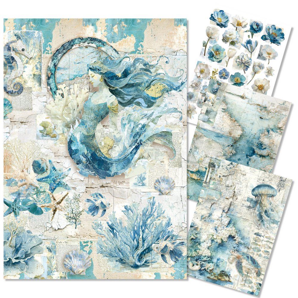Set da 4 Carte di riso Edge of the Ocean A4