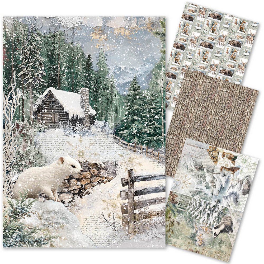Set da 4 Carte di riso Forest Tales A4