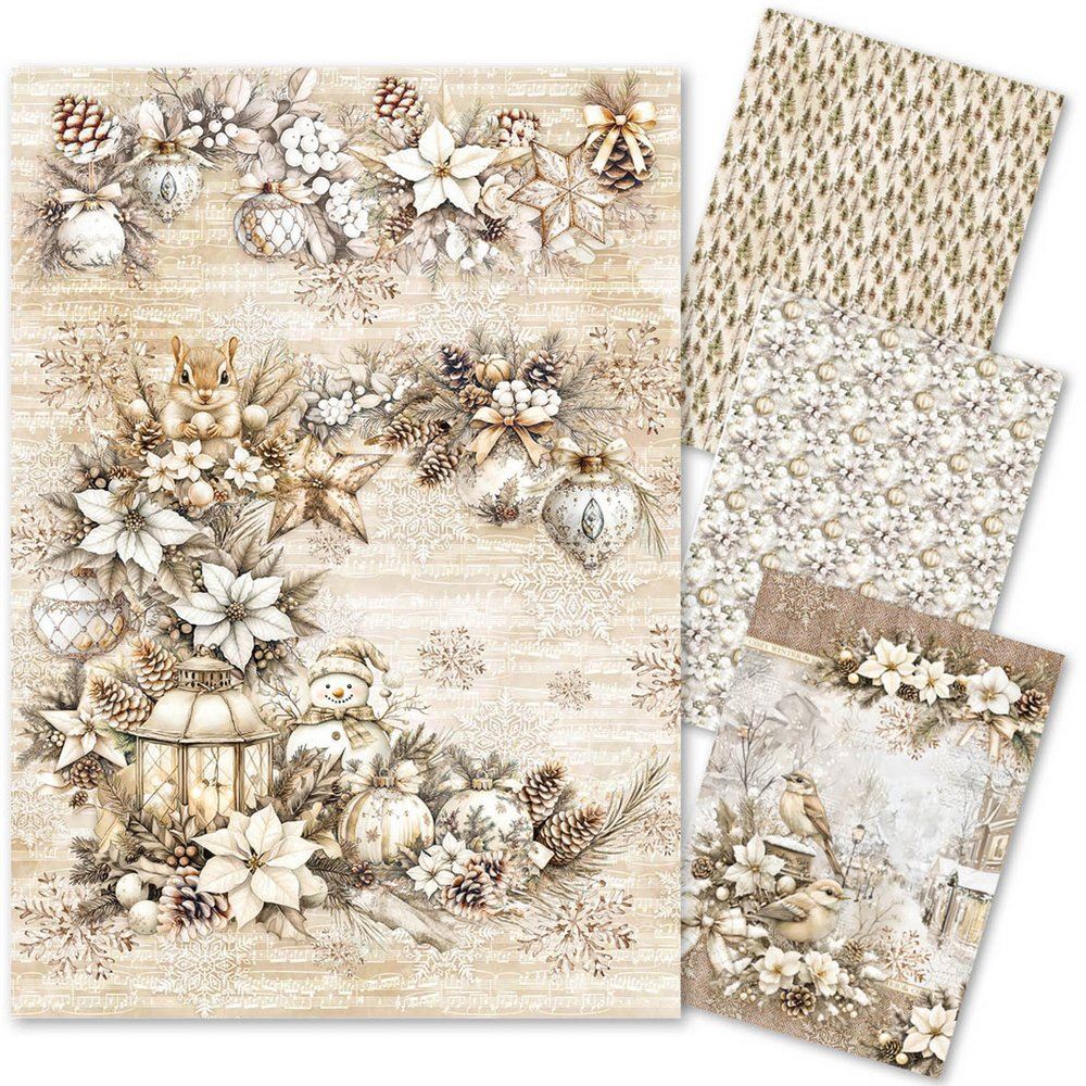 Set da 4 Carte di riso Winter Season A4