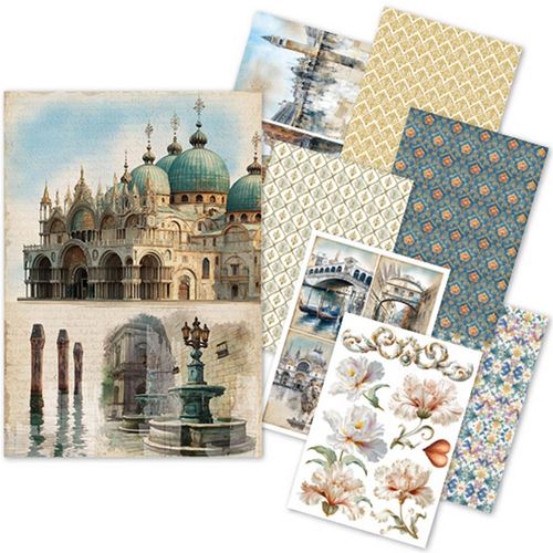 Set da 8 Carte di riso A walk in Venice A5