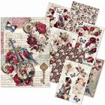 Set da 8 Carte di riso Bohemian Burgundy A5