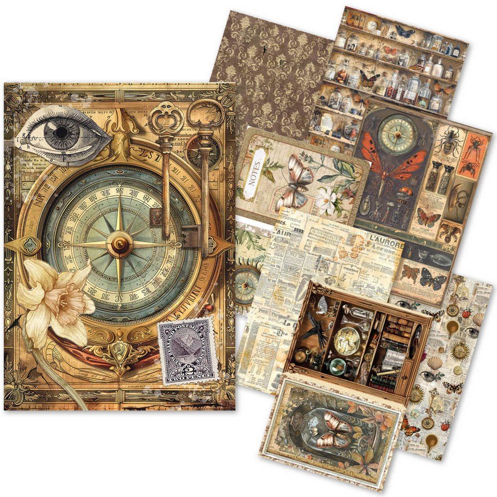 Set da 8 Carte di riso Cabinet of Curiosities A5