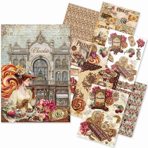 Set da 8 Carte di riso Chocolate Wanderlust A5