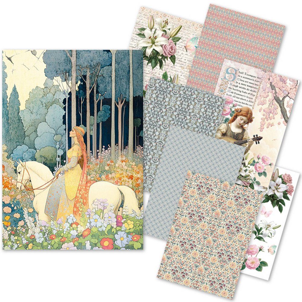 Set da 8 Carte di riso Courtly Love A5