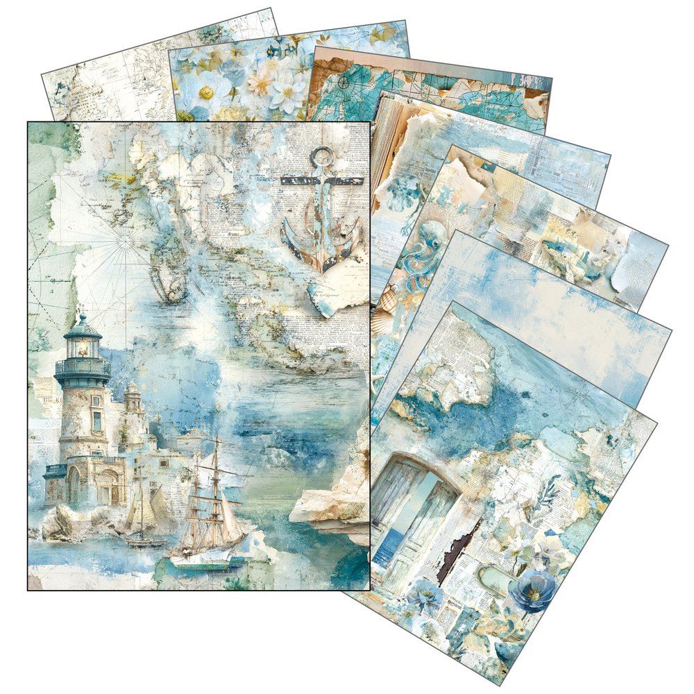 Set da 8 Carte di riso Edge of the Ocean A5