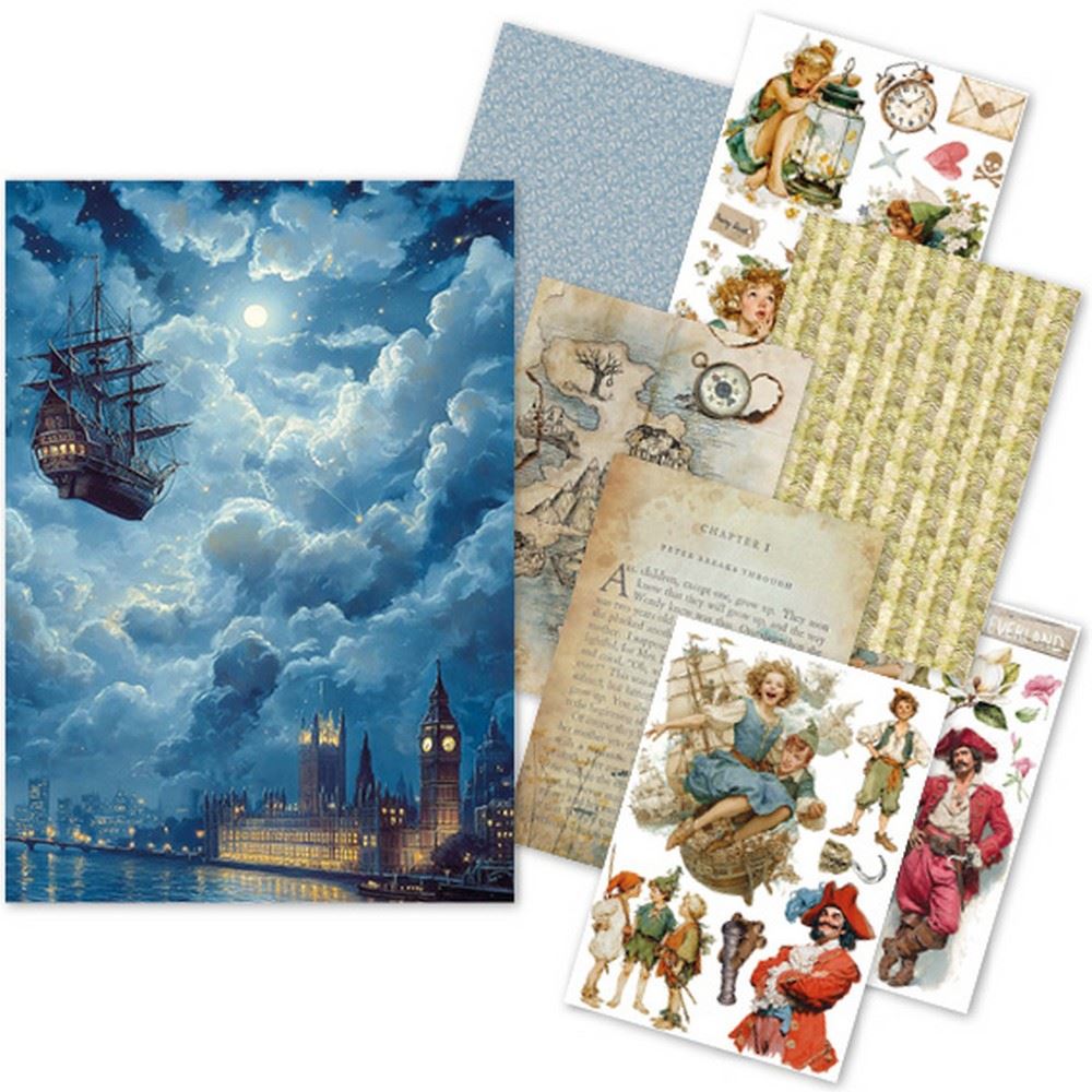 Set da 8 Carte di riso Neverland A5
