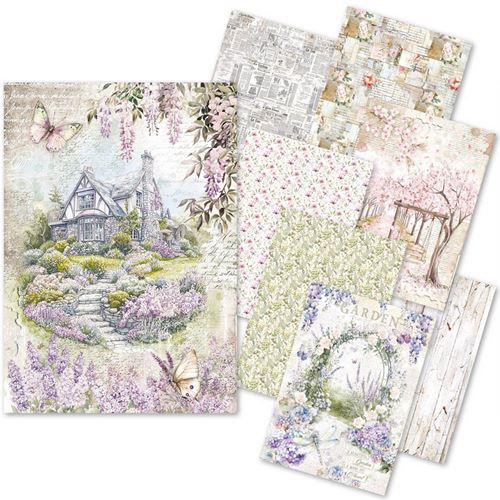 Set da 8 Carte di riso Secret Garden A5