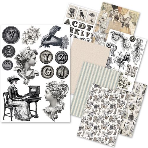 Set da 8 Carte di riso Typographic A5