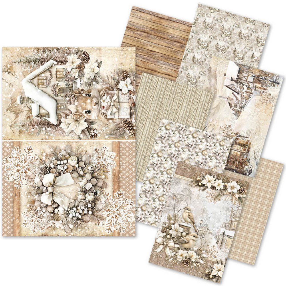 Set da 8 Carte di riso Winter Season A5