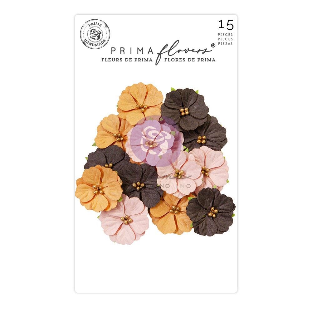 Set di 15 Fiori di carta color Ocra Rosa e Marrone