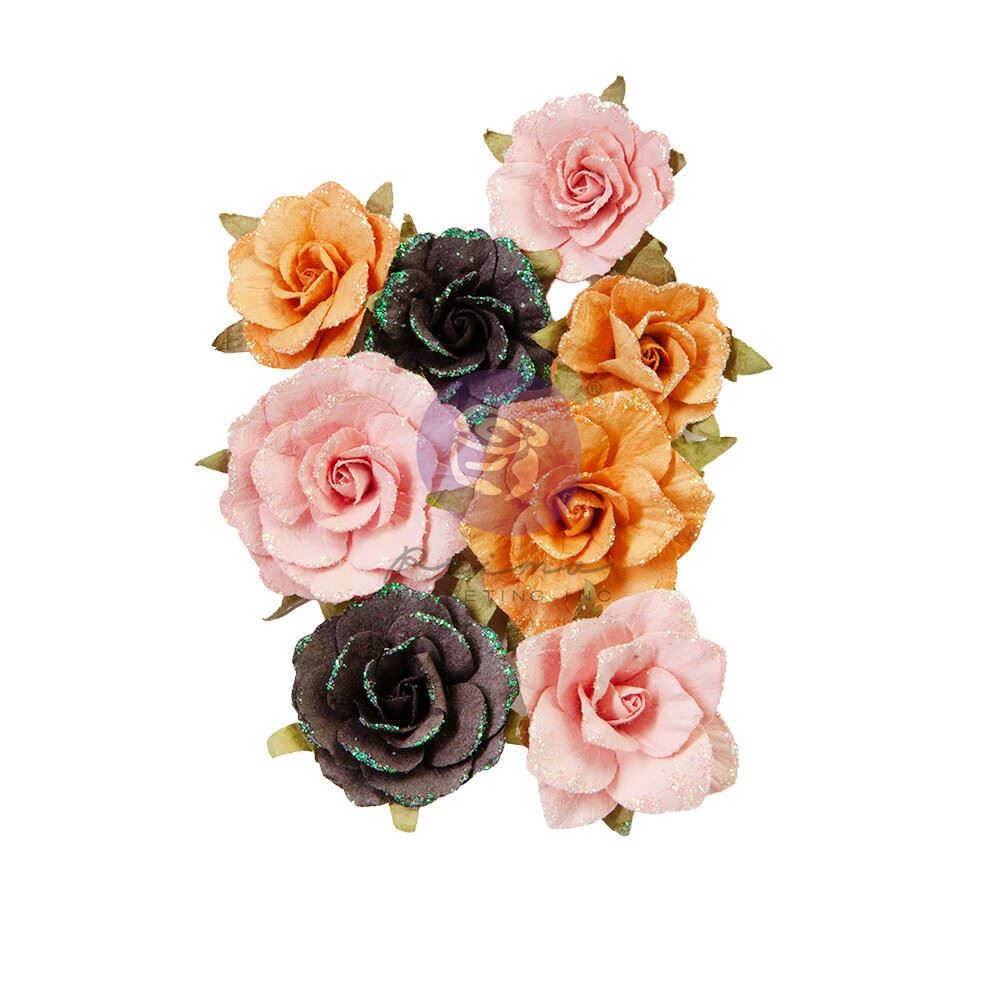 Set di 8 rose Ocra Rosa e Marrone glitterate