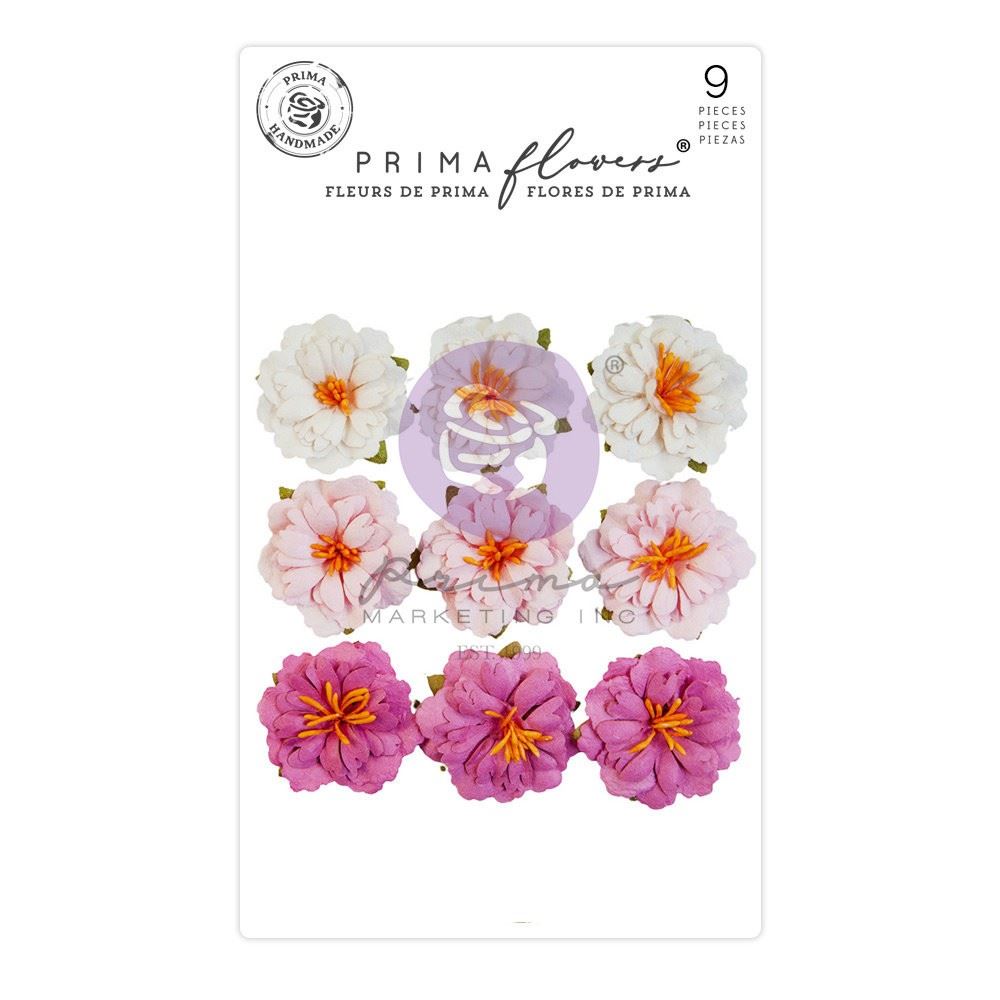 Set di 9 Fiori di carta Bianchi, Rosa e Fucsia