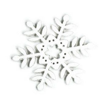 Snowflake Grande in legno Bianco con glitter