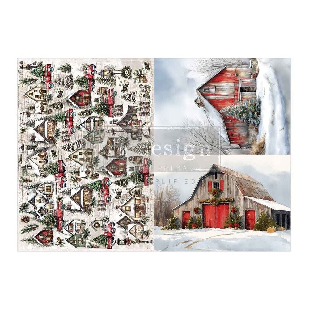 Snowy Village Charm A3 Decoupage