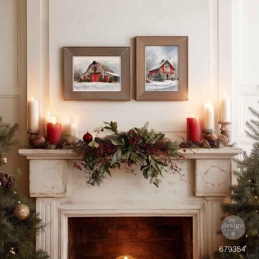Snowy Village Charm A3 Decoupage