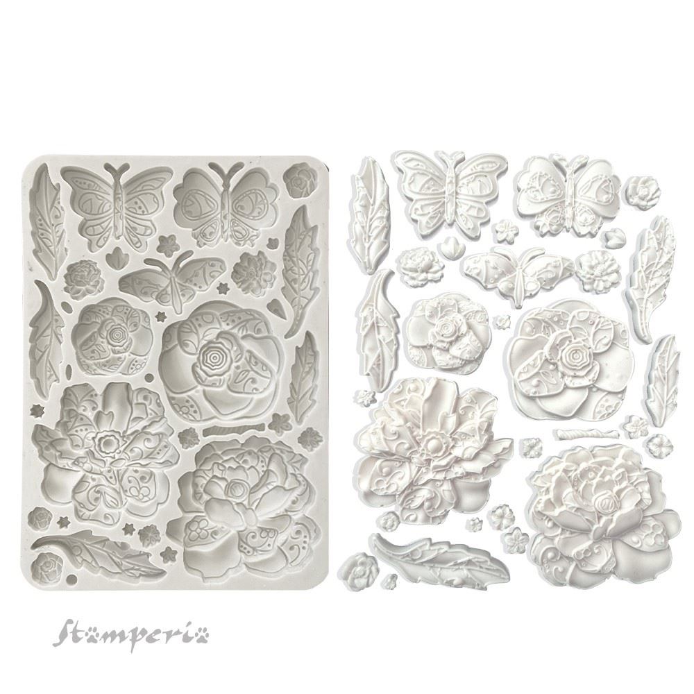 Stampo in Silicone Old Lace farfalla a fiori