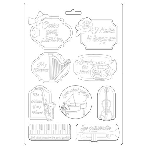 Stampo in plastica flessibile Passion Musica e Tag