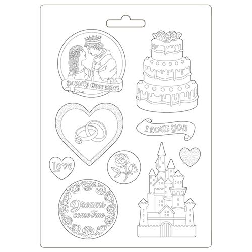 Stampo in plastica flessibile Sleeping Beauty castello e torta