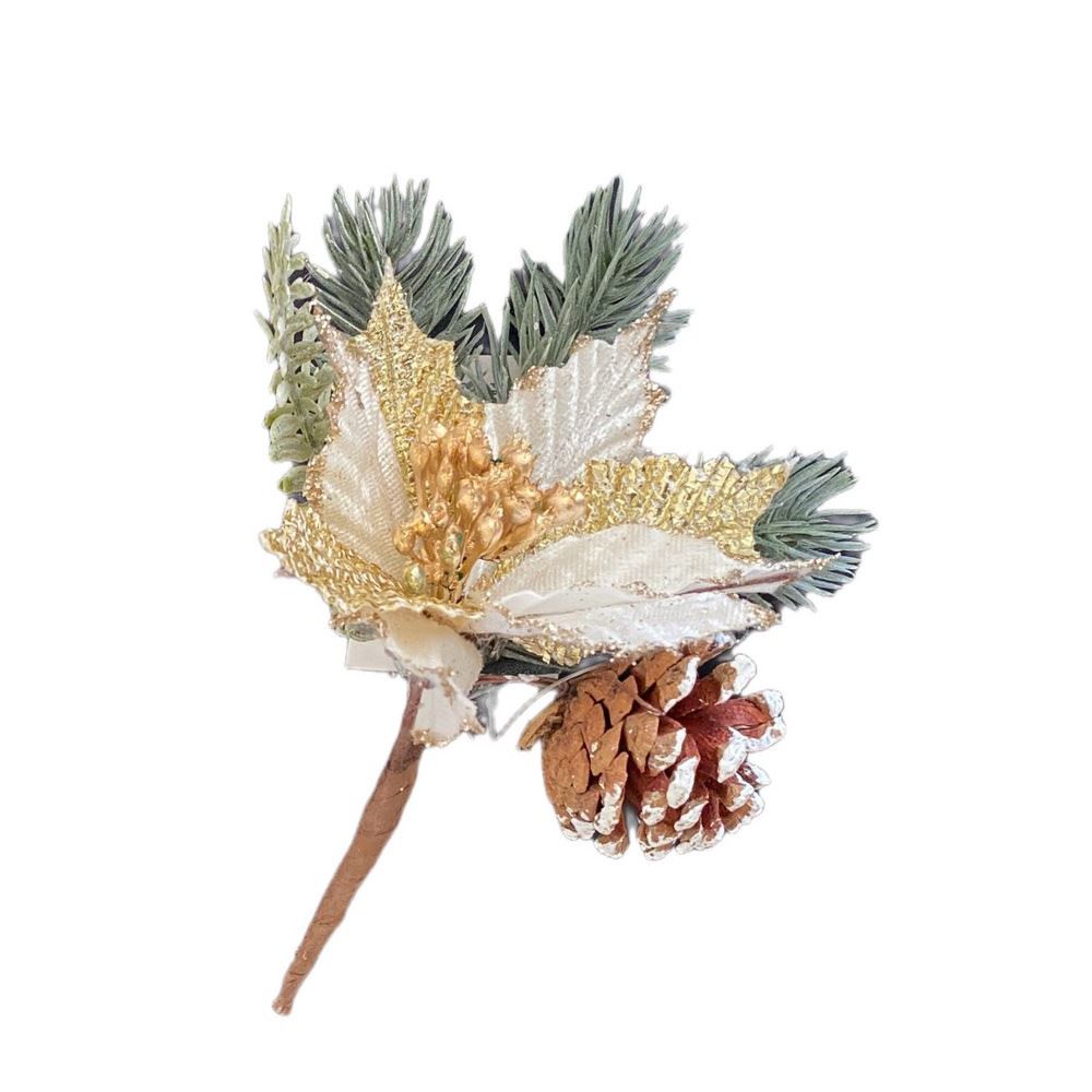 Stella di Natale colore Oro con pigna