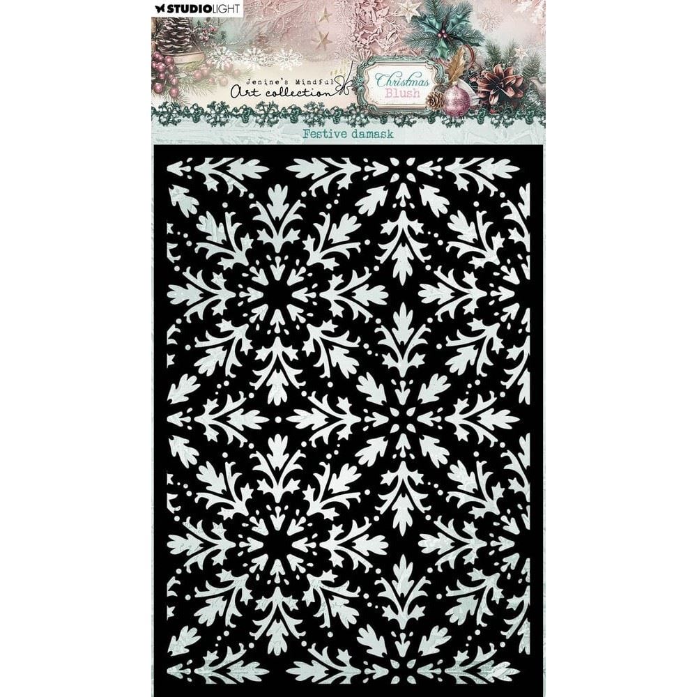 Stencil Christmas Blush Festive Damask