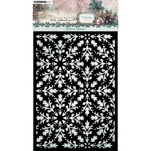 Stencil Christmas Blush Festive Damask