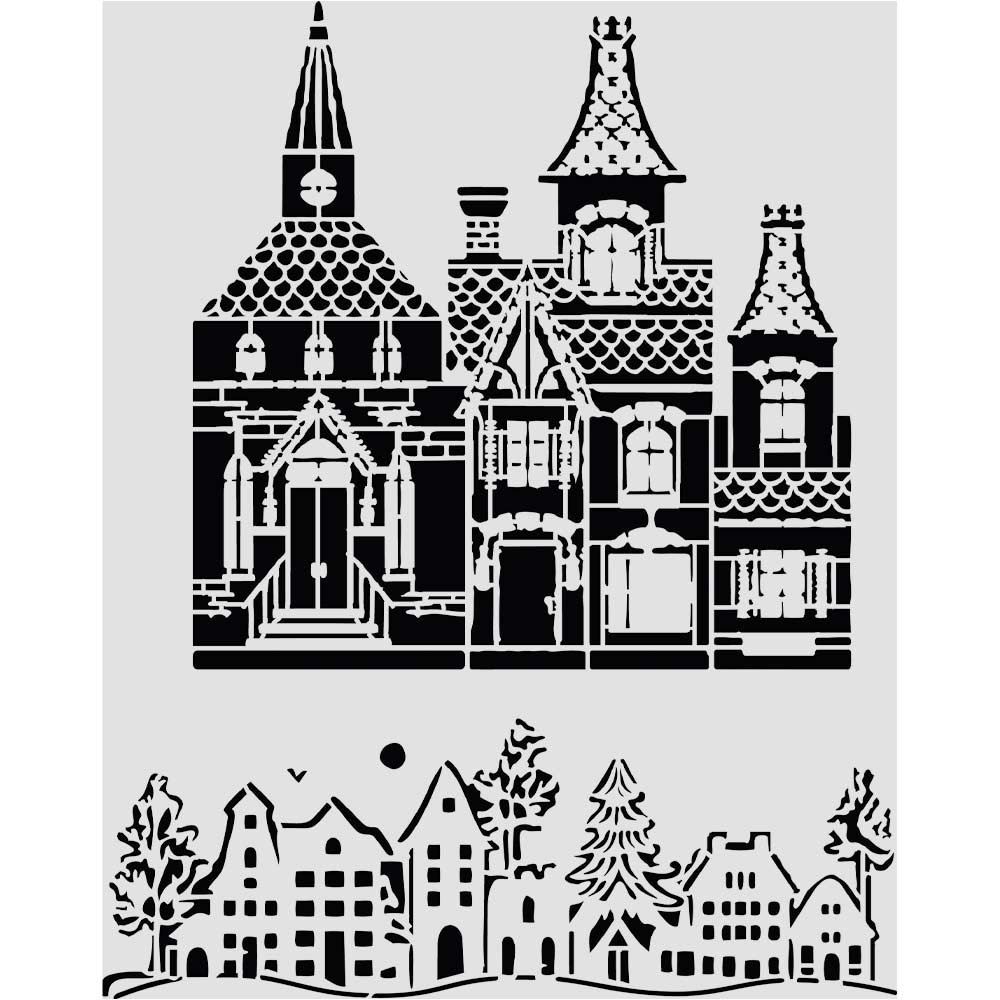 Stencil Christmas casetta