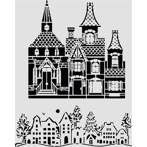 Stencil Christmas casetta