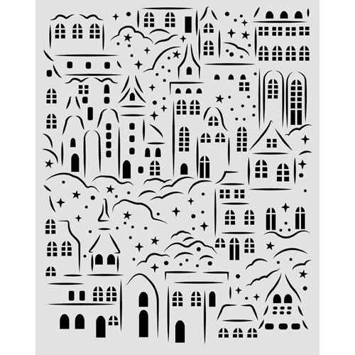 Stencil Christmas con villaggio