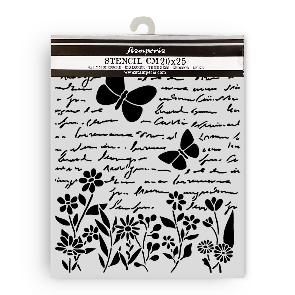 Stencil Daisy Art texture lettera e farfalle