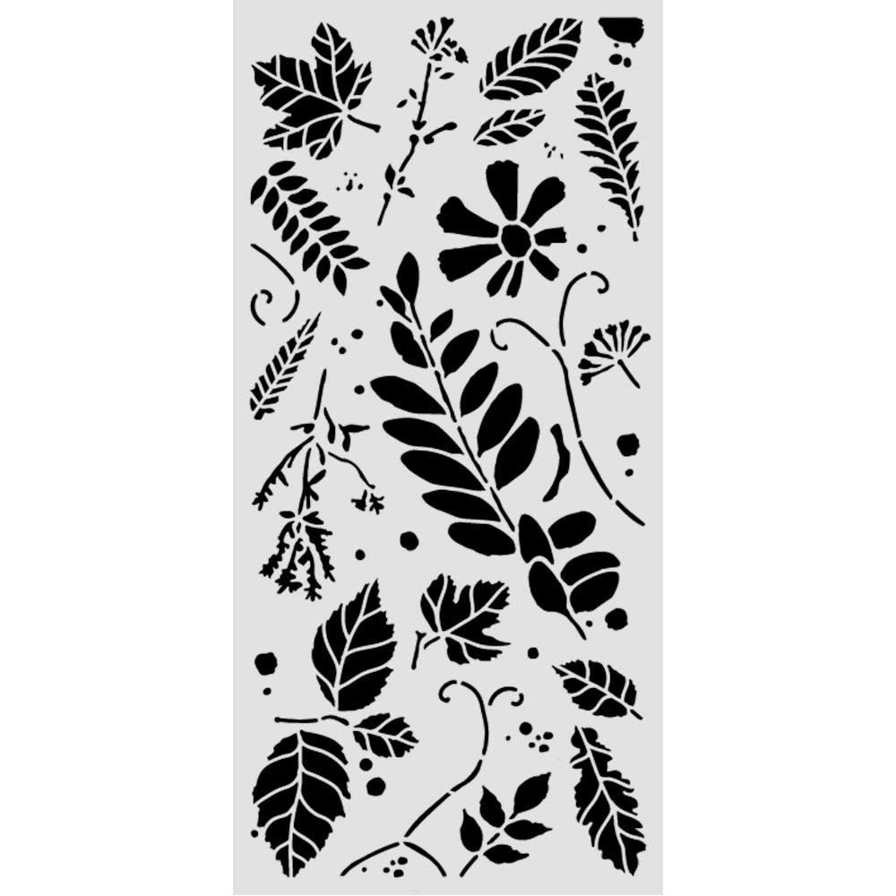 Stencil Flowers and Poems foglie assortite