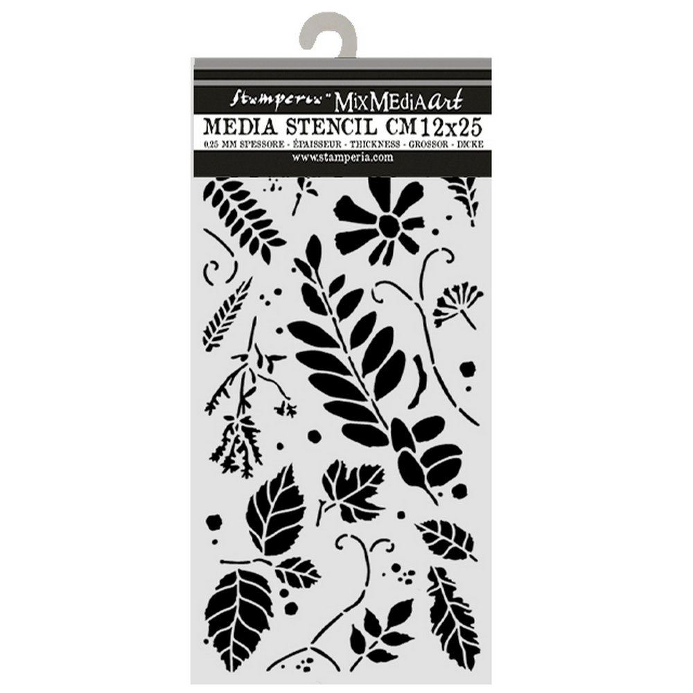 Stencil Flowers and Poems foglie assortite